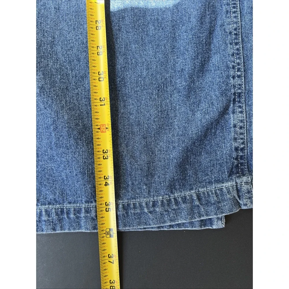VTG Faded Glory Womens Blue Denim Maxi Skirt Size 10 Pockets Back Slit Y2K 90's